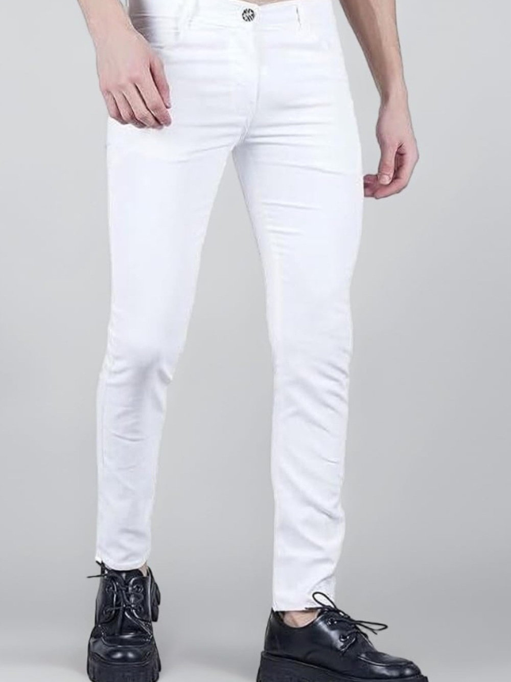 Bershka Men's Skinny White Jeans